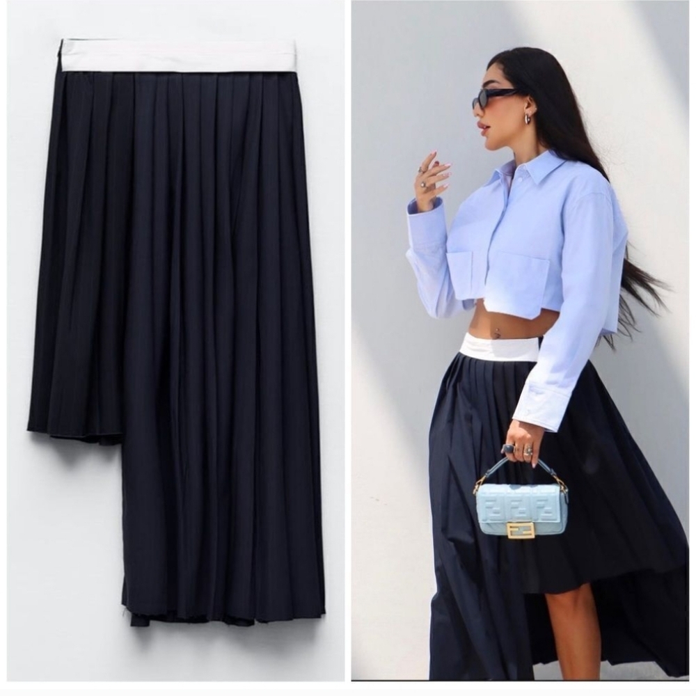 Zara Asymmetrical Pleated Skirt